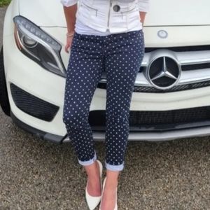 Navy Skinny Jeans White Polka Dot Pants Blue JCP 4 27